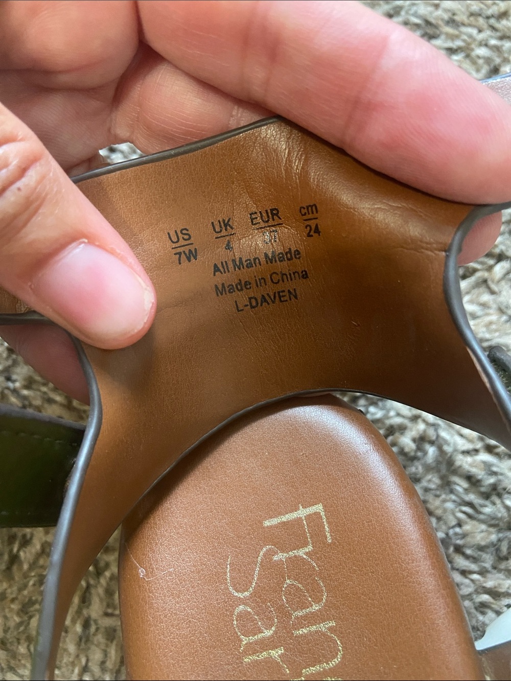 🍀 Franco Sarto Olive Green Strappy Leather Sandals - Picture 7 of 7